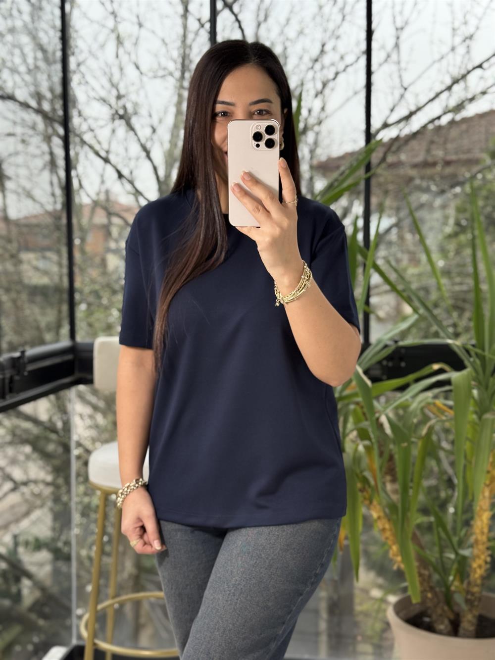 Oysh Modal Basic Tişört Lacivert