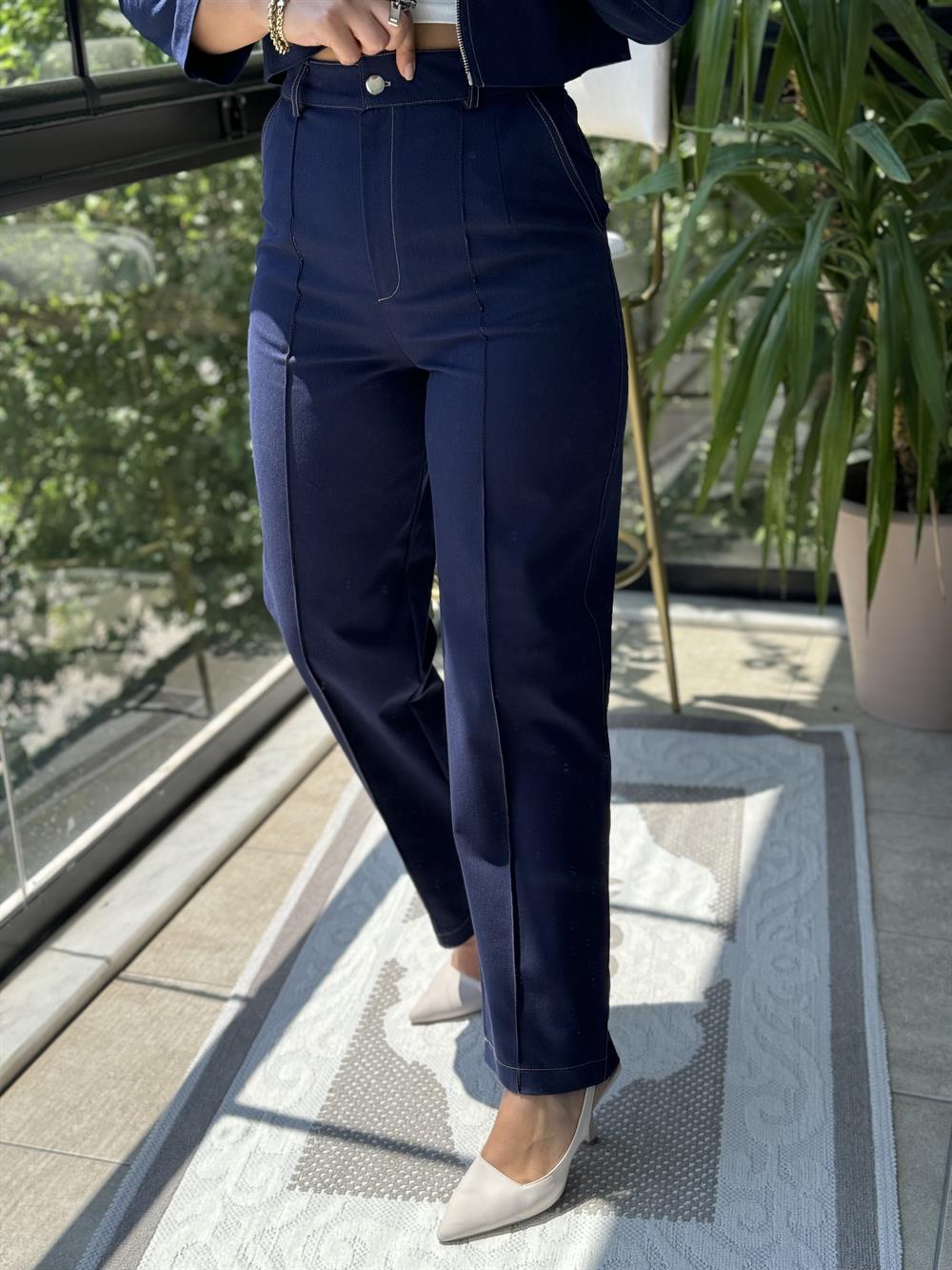 Denim Gabardin Takım Lacivert