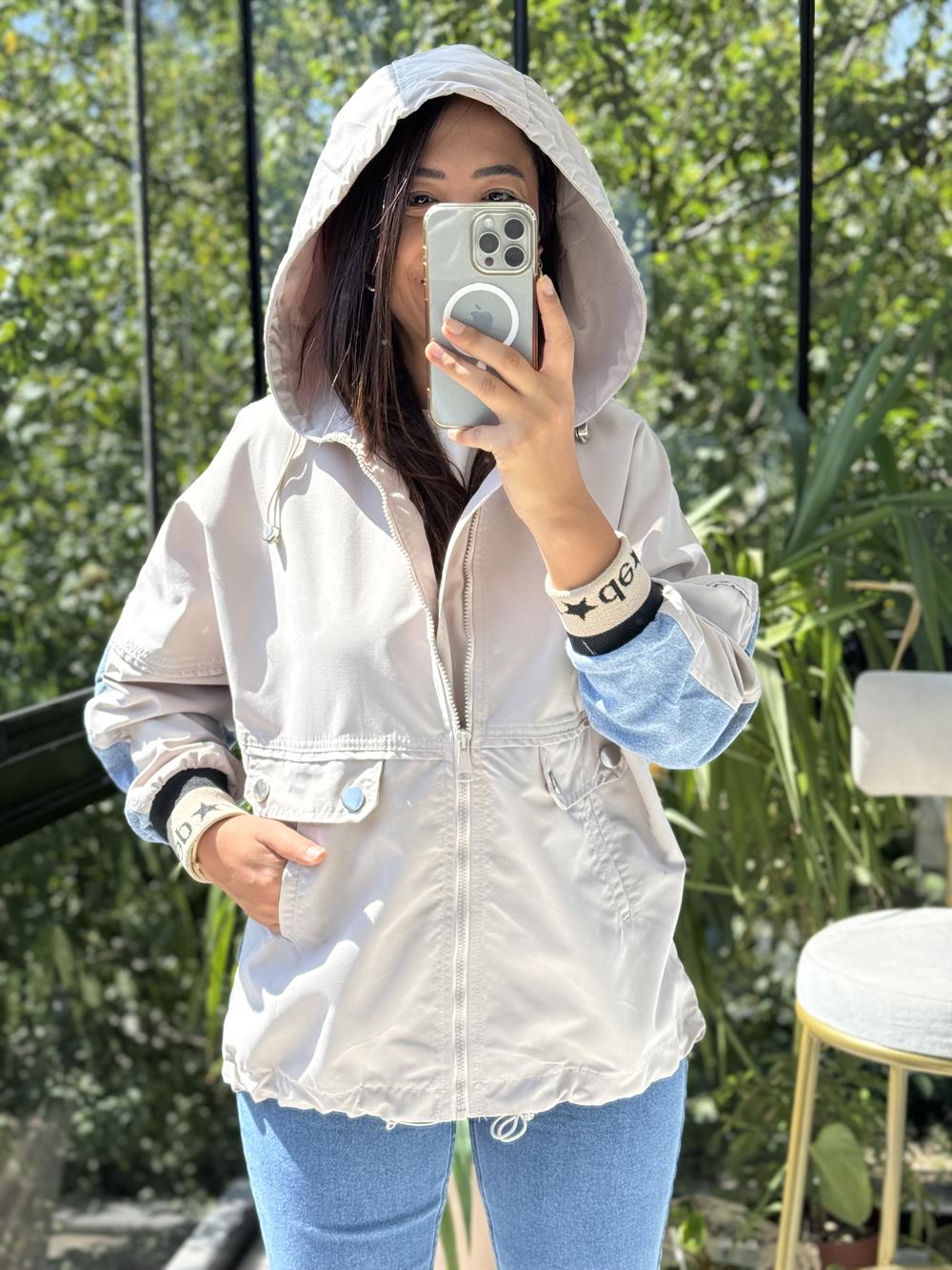 Denim Parka Mix Yağmurluk Taş