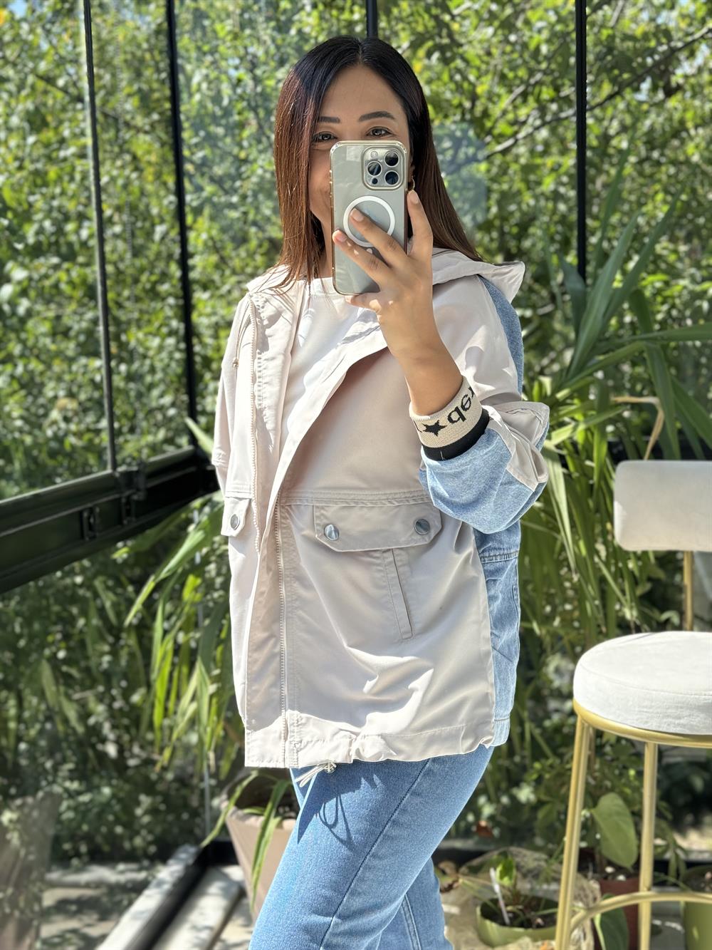 Denim Parka Mix Yağmurluk Taş