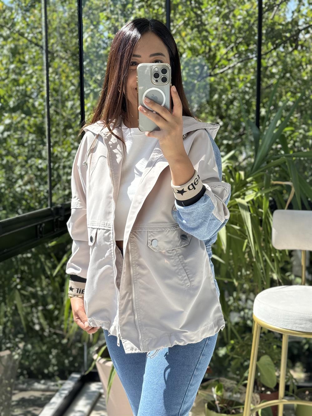 Denim Parka Mix Yağmurluk Taş