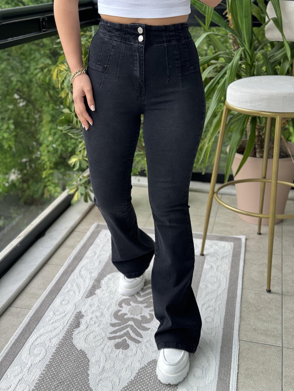 Dikişli Paça Pensli İspanyol Jean Füme