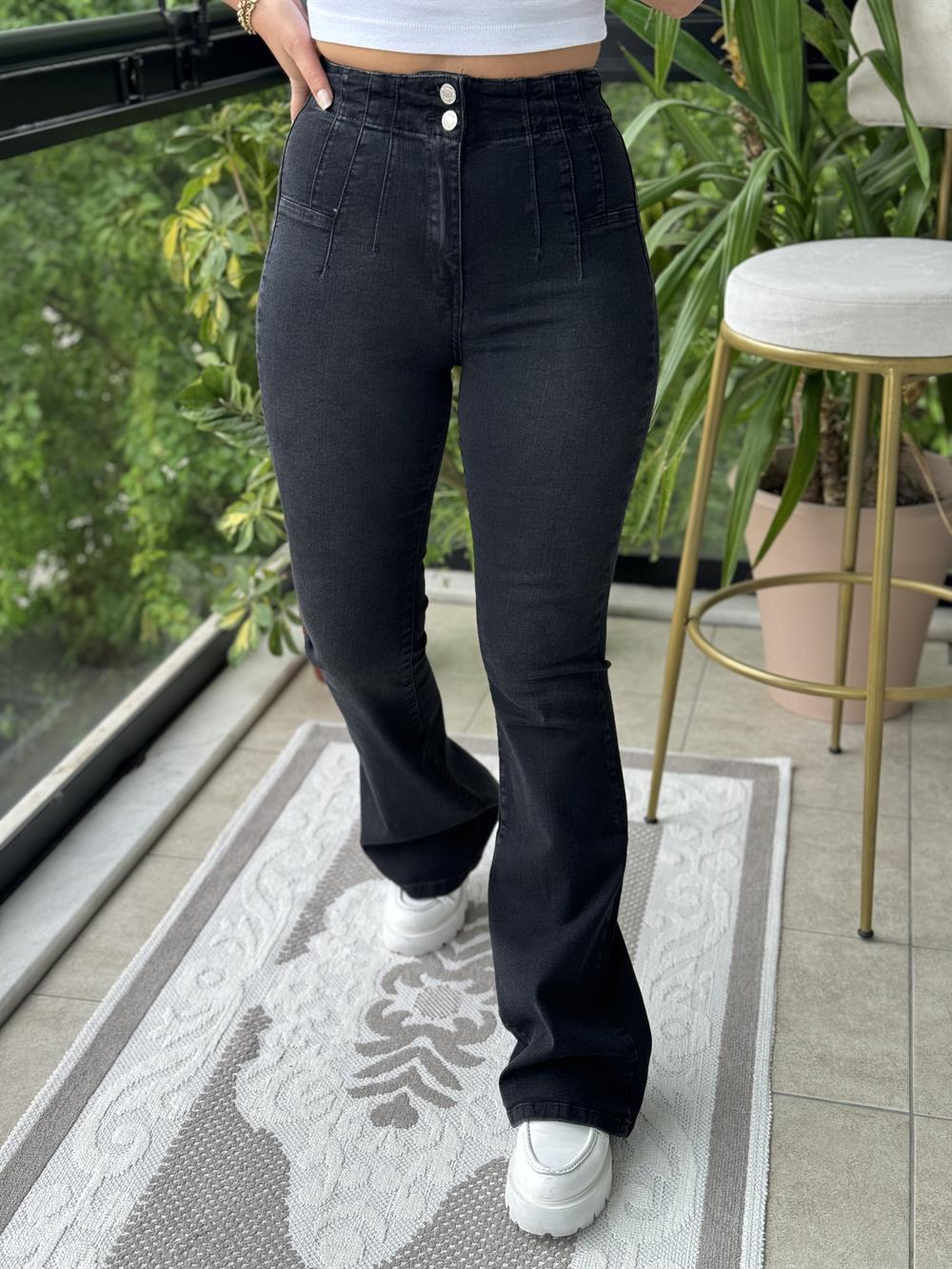 Dikişli Paça Pensli İspanyol Jean Füme