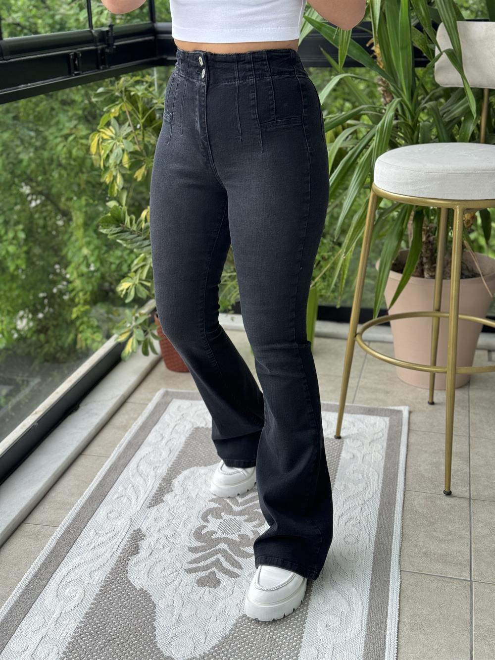 Dikişli Paça Pensli İspanyol Jean Füme