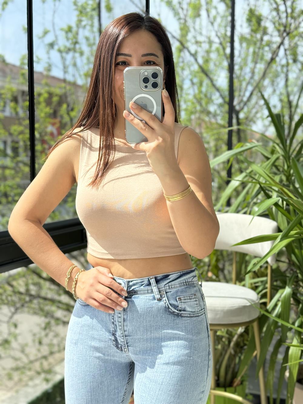 Dilvin Crop Atlet Bej