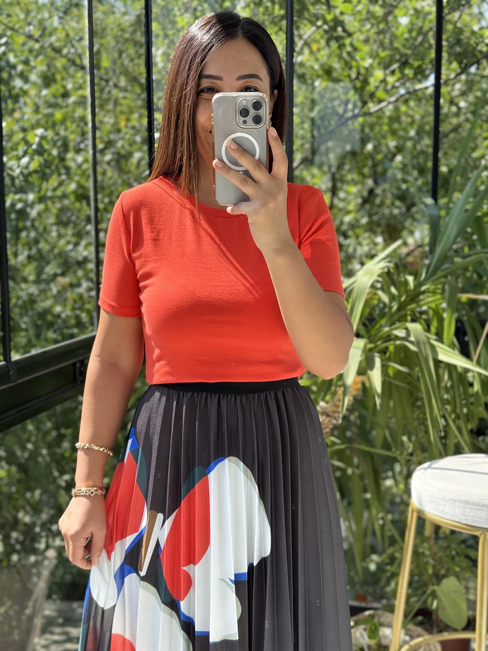 Dilvin Crop Tişört Kırmızı