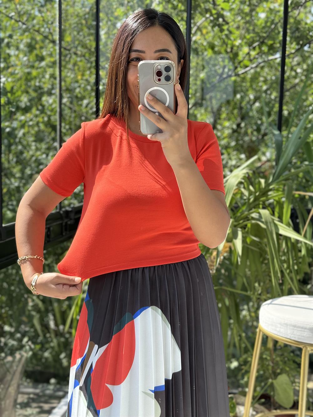 Dilvin Crop Tişört Kırmızı