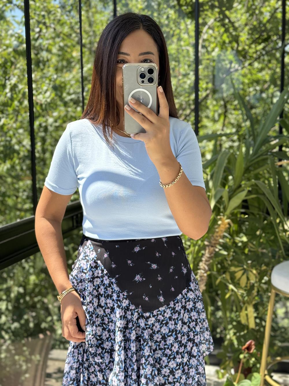 Dilvin Crop Tişört Mavi