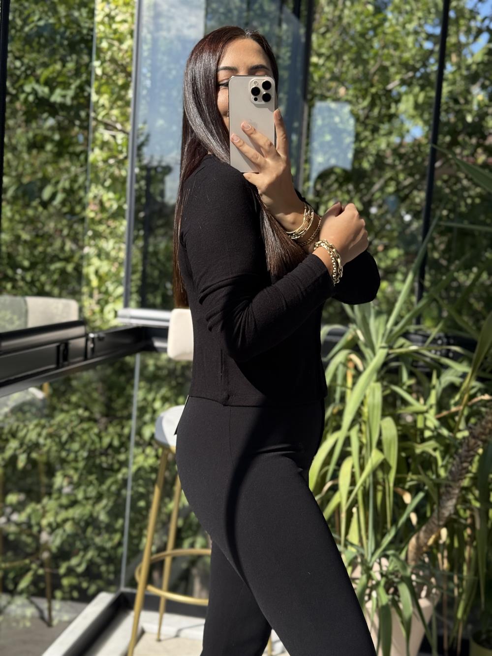 Dilvin Düğmeli Detaylı Hırka Siyah