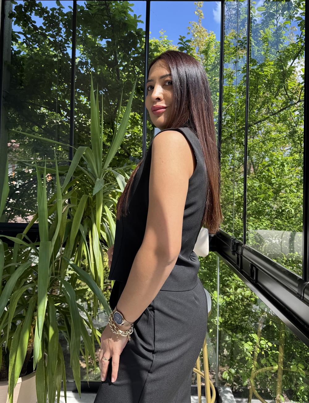 Düğmeli Slimfit Yelek Siyah