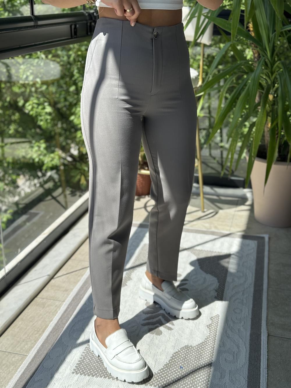 Düğmeli Zra Model Havuç Kesim Pantolon Vizon