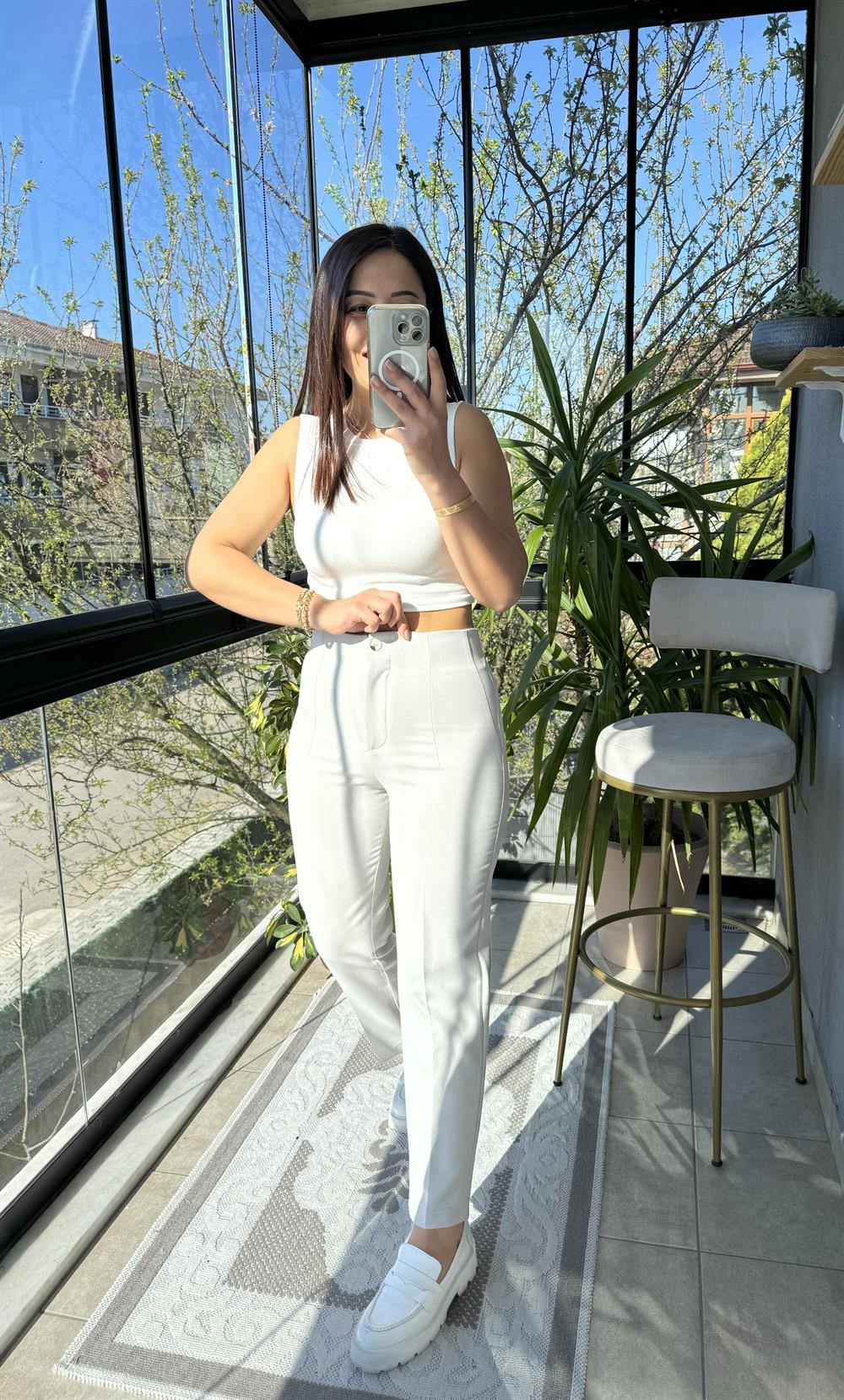 Düğmeli Zra Model Havuç Kesim Pantolon TAŞ