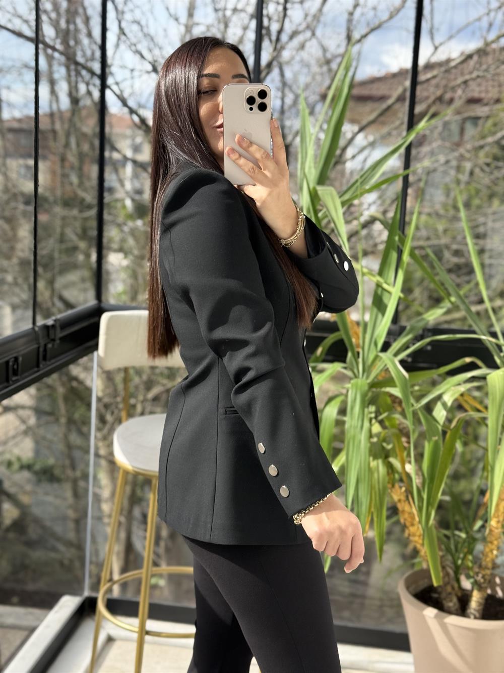 Beş Düğme Slimfit Blazer Ceket Siyah