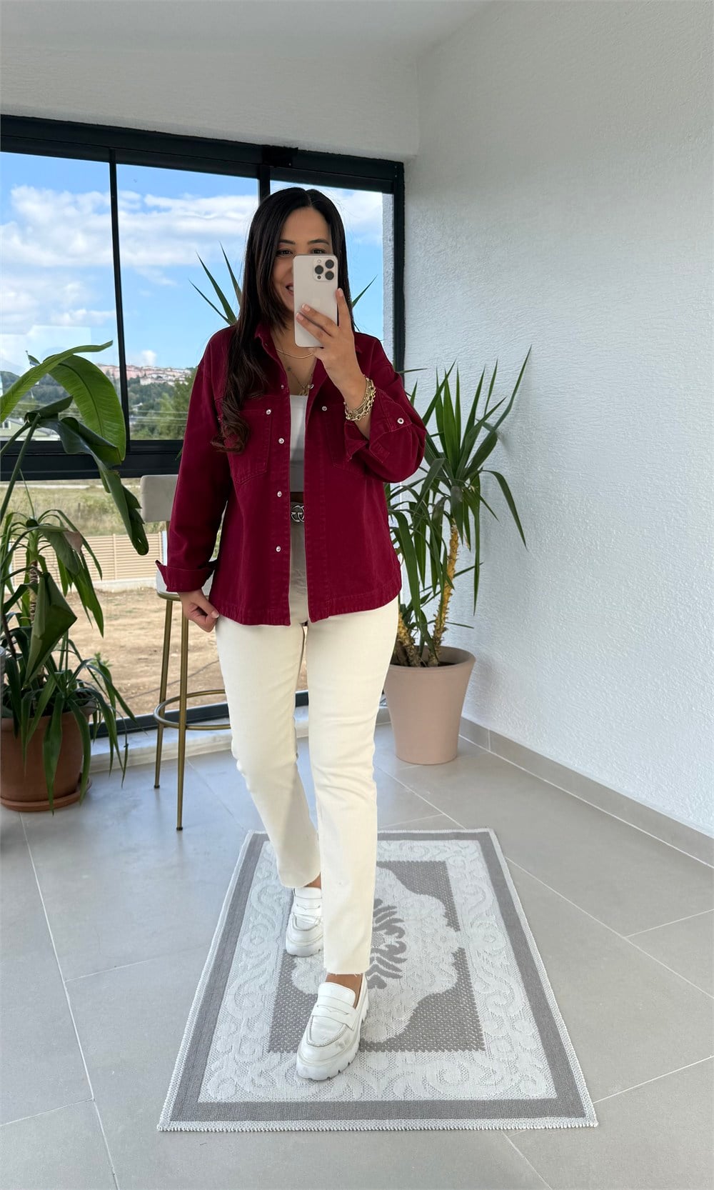Zra Model Gabardin Ceket Bordo 