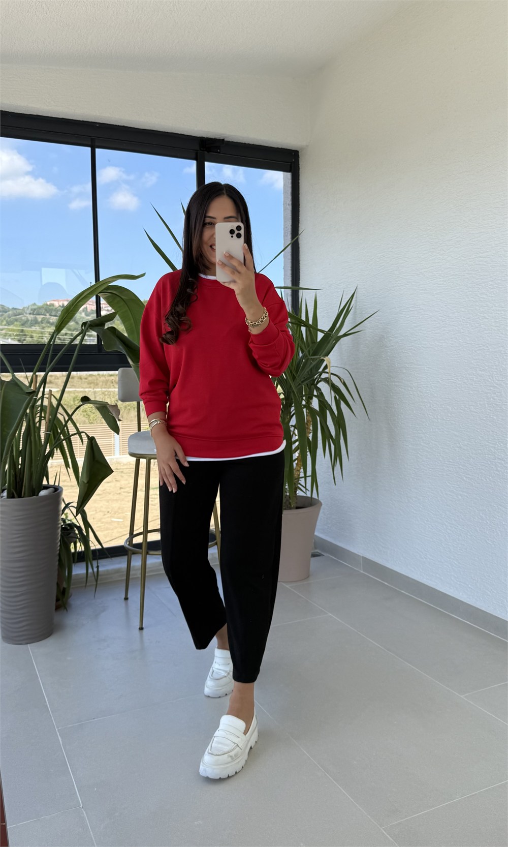 Oysh Basic Sweatshirt Kırmızı