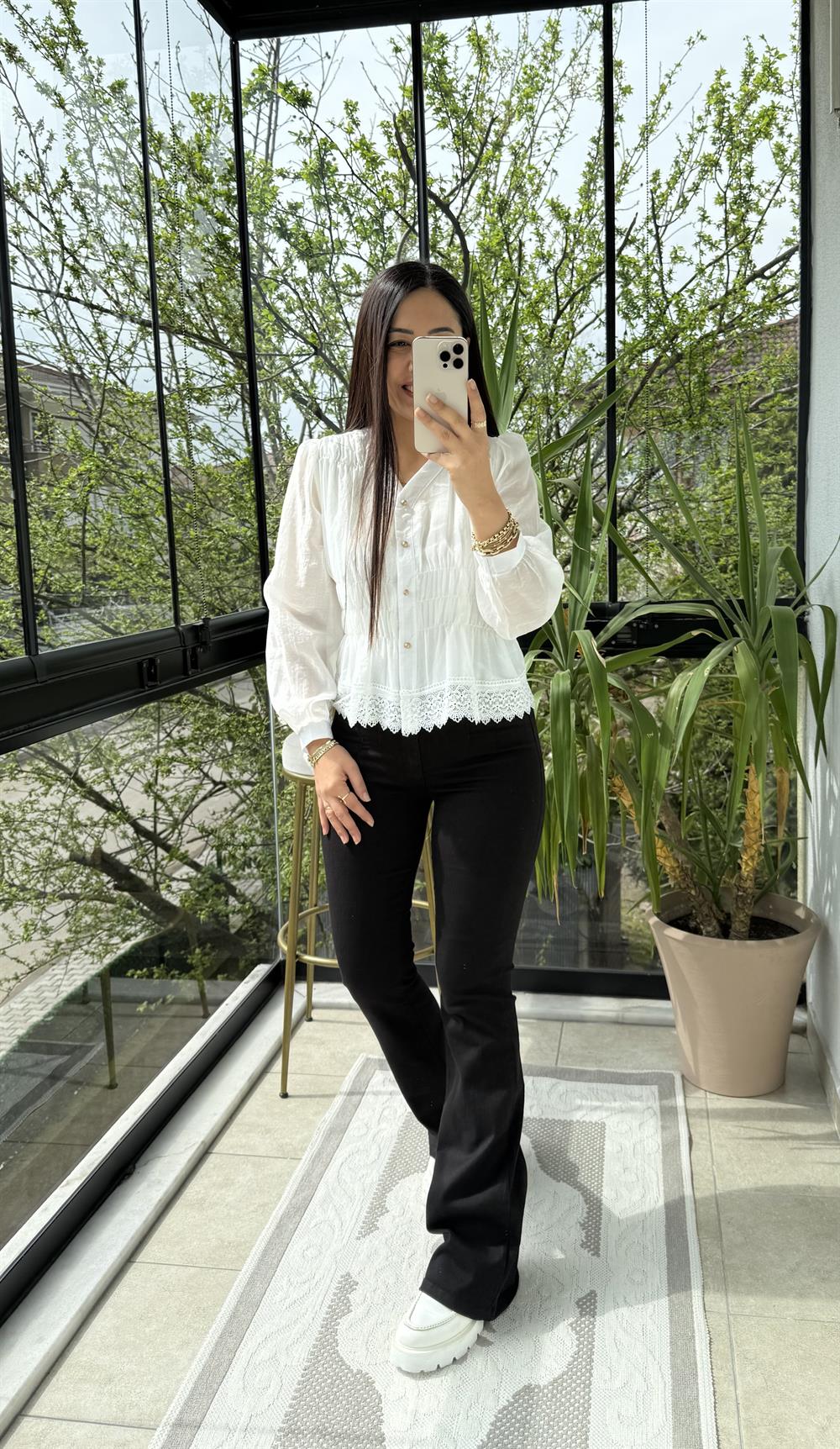 Dantel Rüya Gömlek Bluz Beyaz