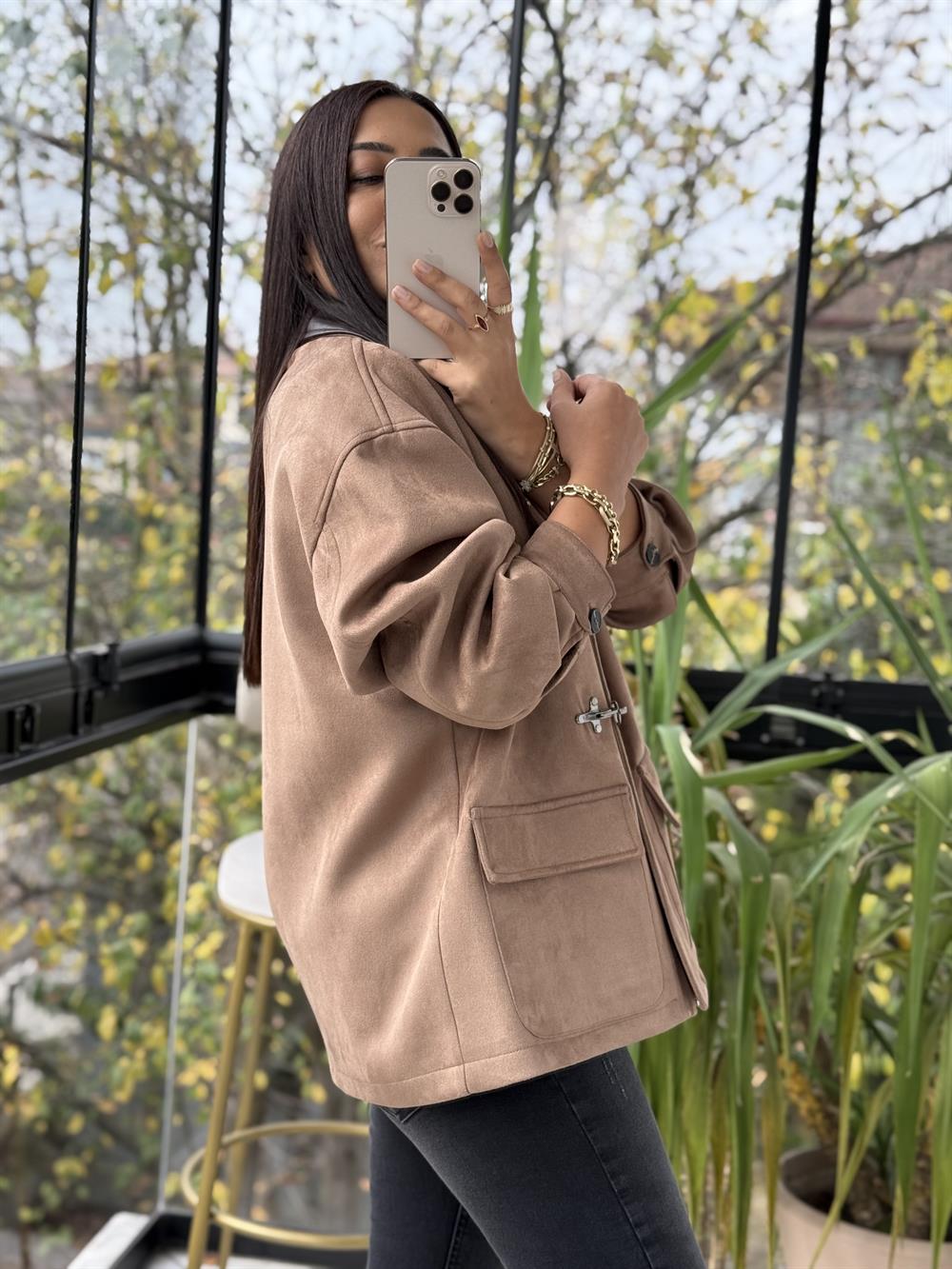 Süet Kancalı Kaban Vizon