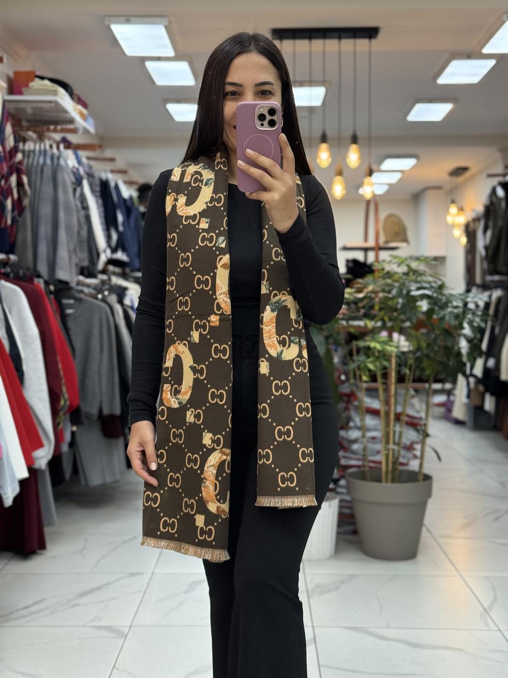 İthal Kaşmir Şal CC Kahve