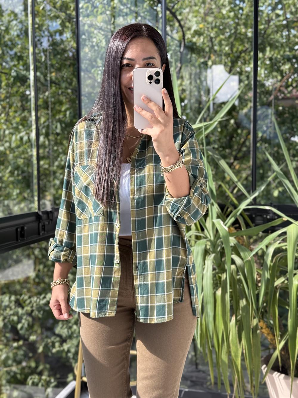 Ekoseli Oduncu Gömleği Yeşil