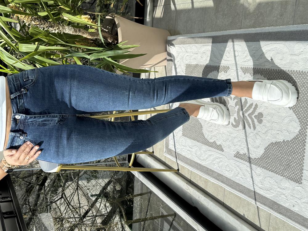 Toparlayıcı Skinny Jean Mavi Tırnaklı