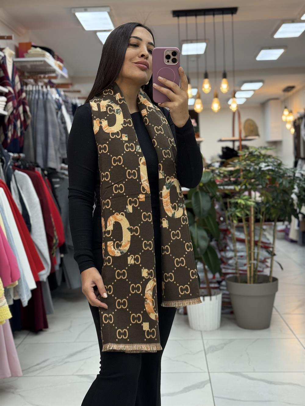 İthal Kaşmir Şal CC Kahve