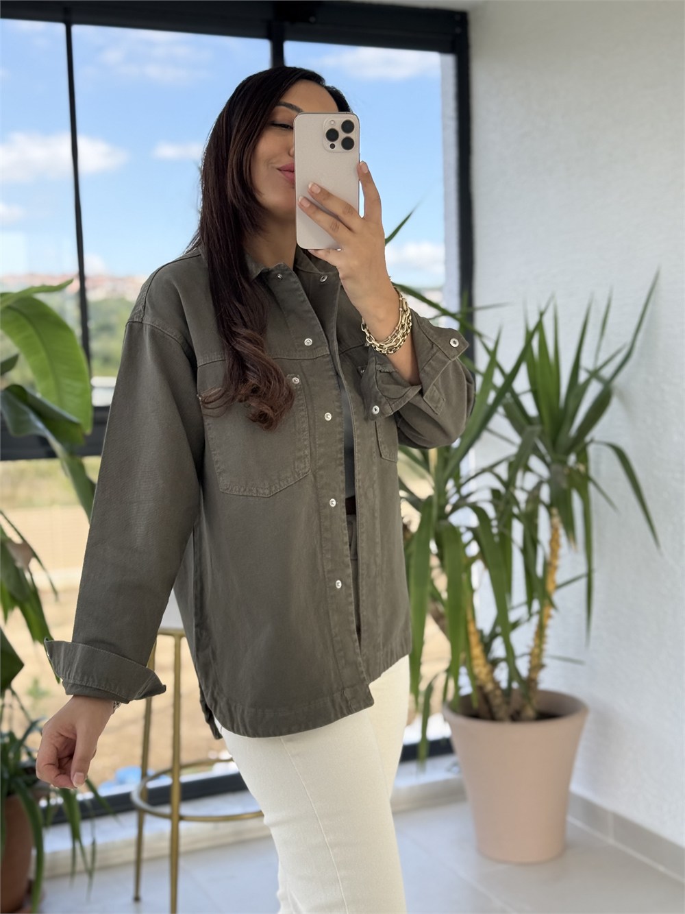 Zra Model Gabardin Ceket Haki Yeşil