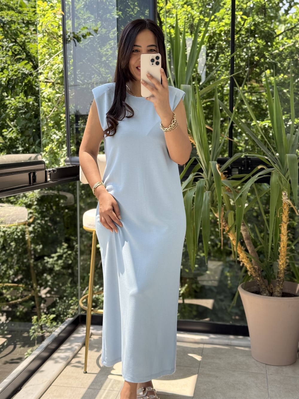 Vatkalı Modal Elbise Bebe Mavi