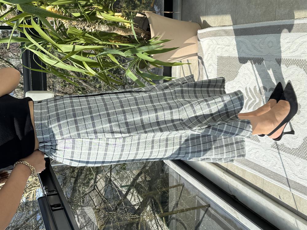 Ekose Tasarım Etek Gri