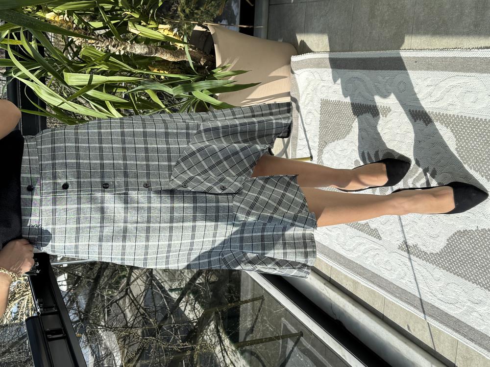 Ekose Tasarım Etek Gri