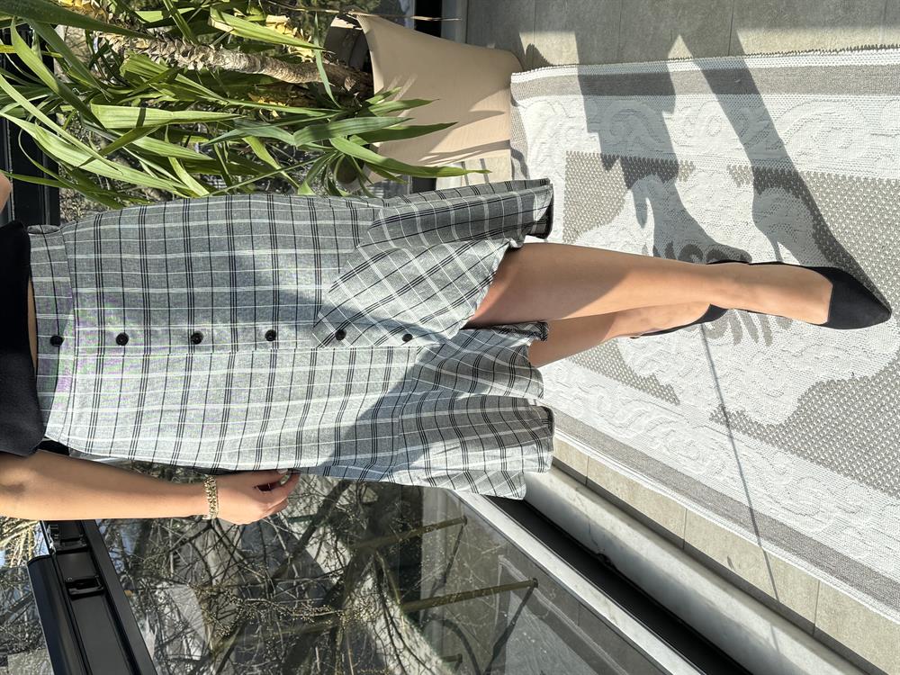 Ekose Tasarım Etek Gri