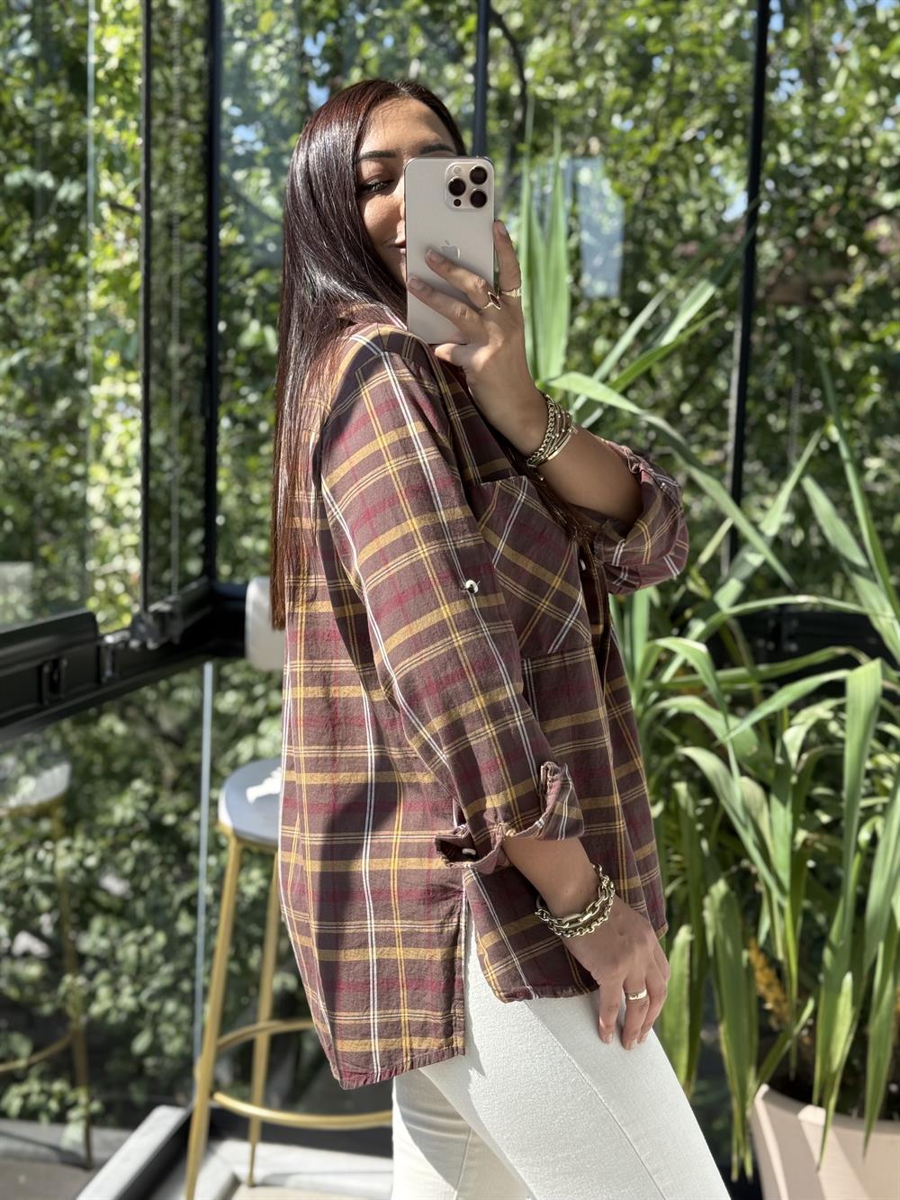 Ekoseli Oduncu Gömleği Kahve