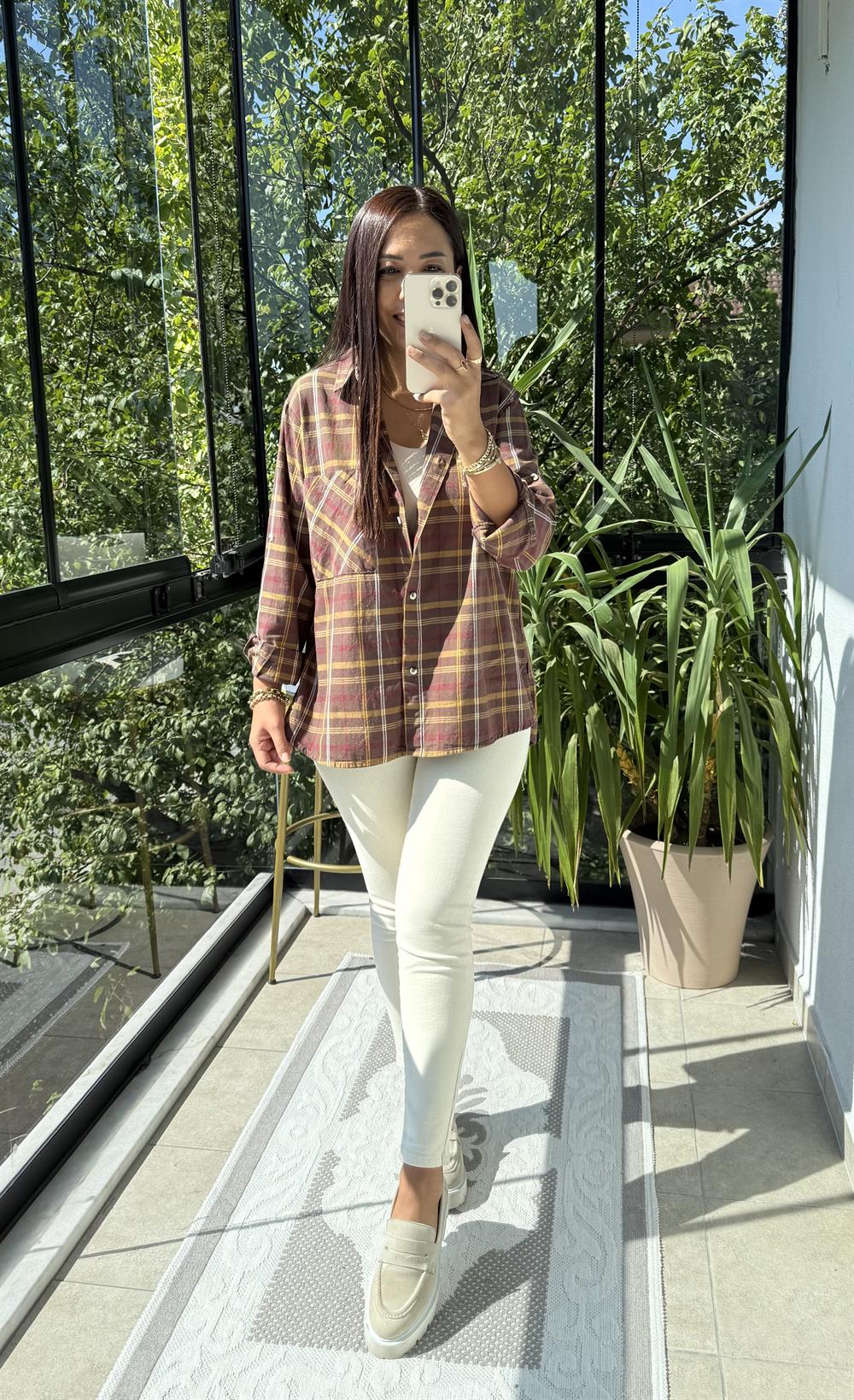 Ekoseli Oduncu Gömleği Kahve