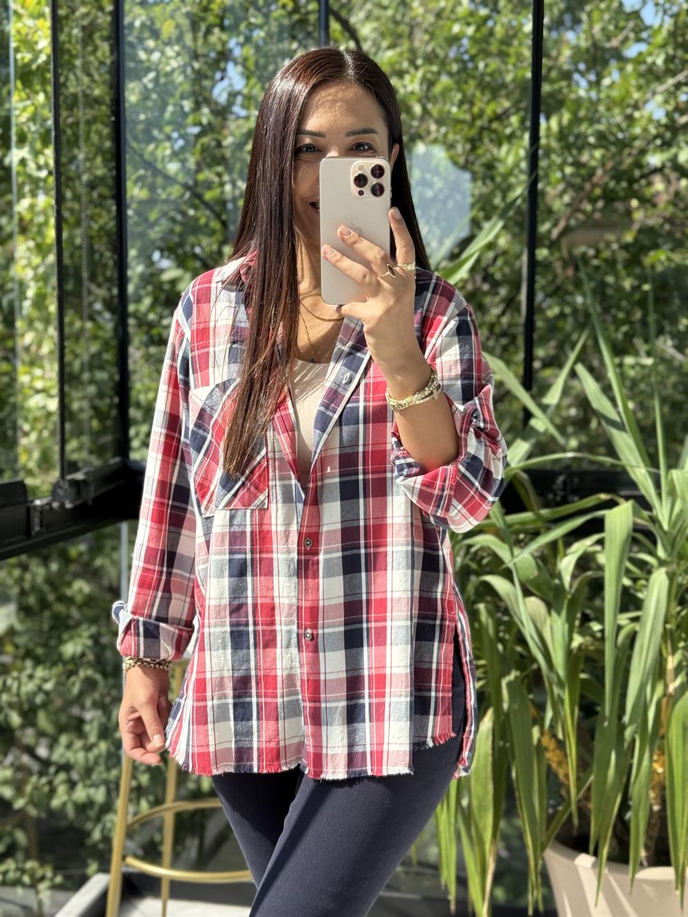 Ekoseli Oduncu Gömleği Kırmızı