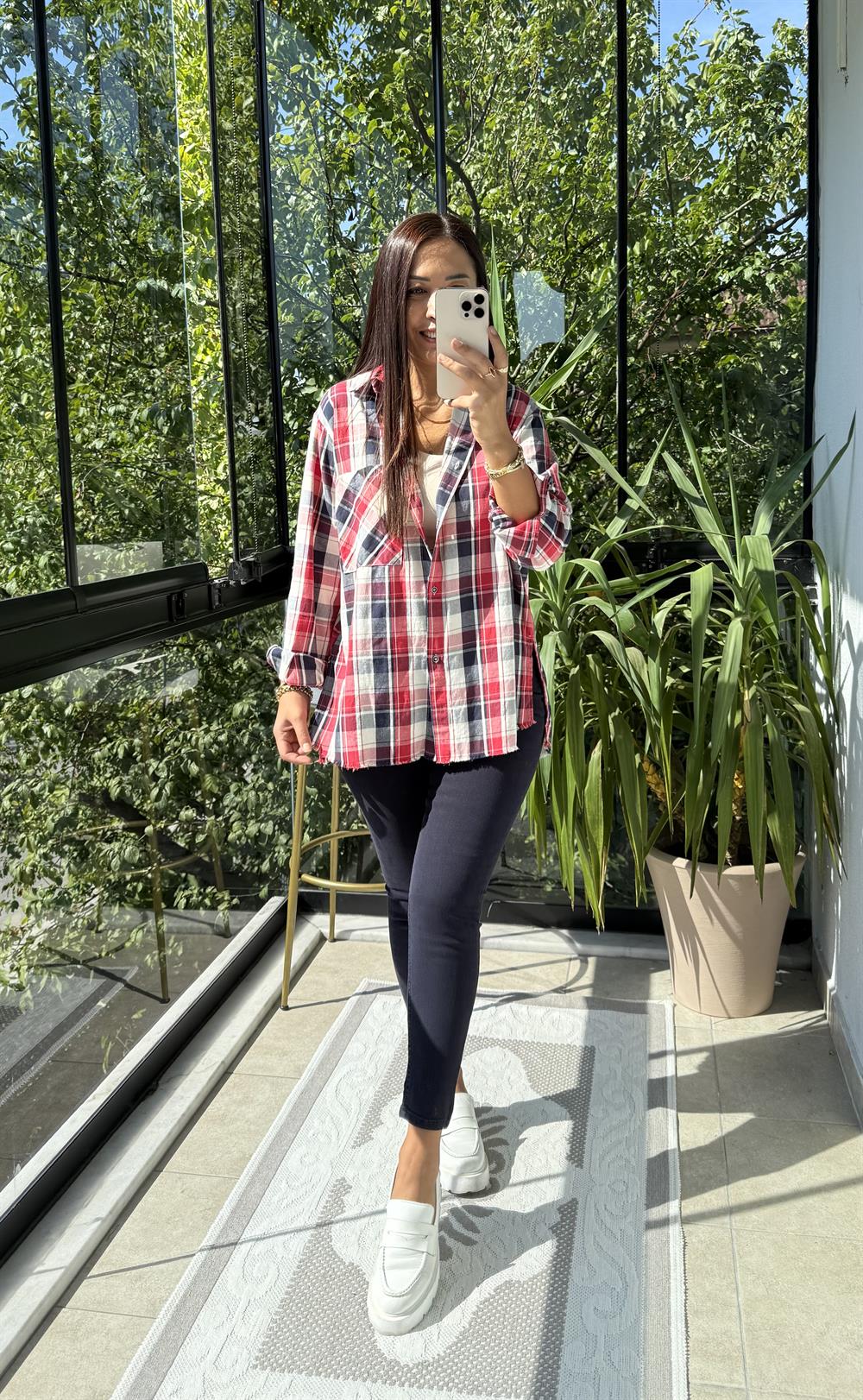 Ekoseli Oduncu Gömleği Kırmızı