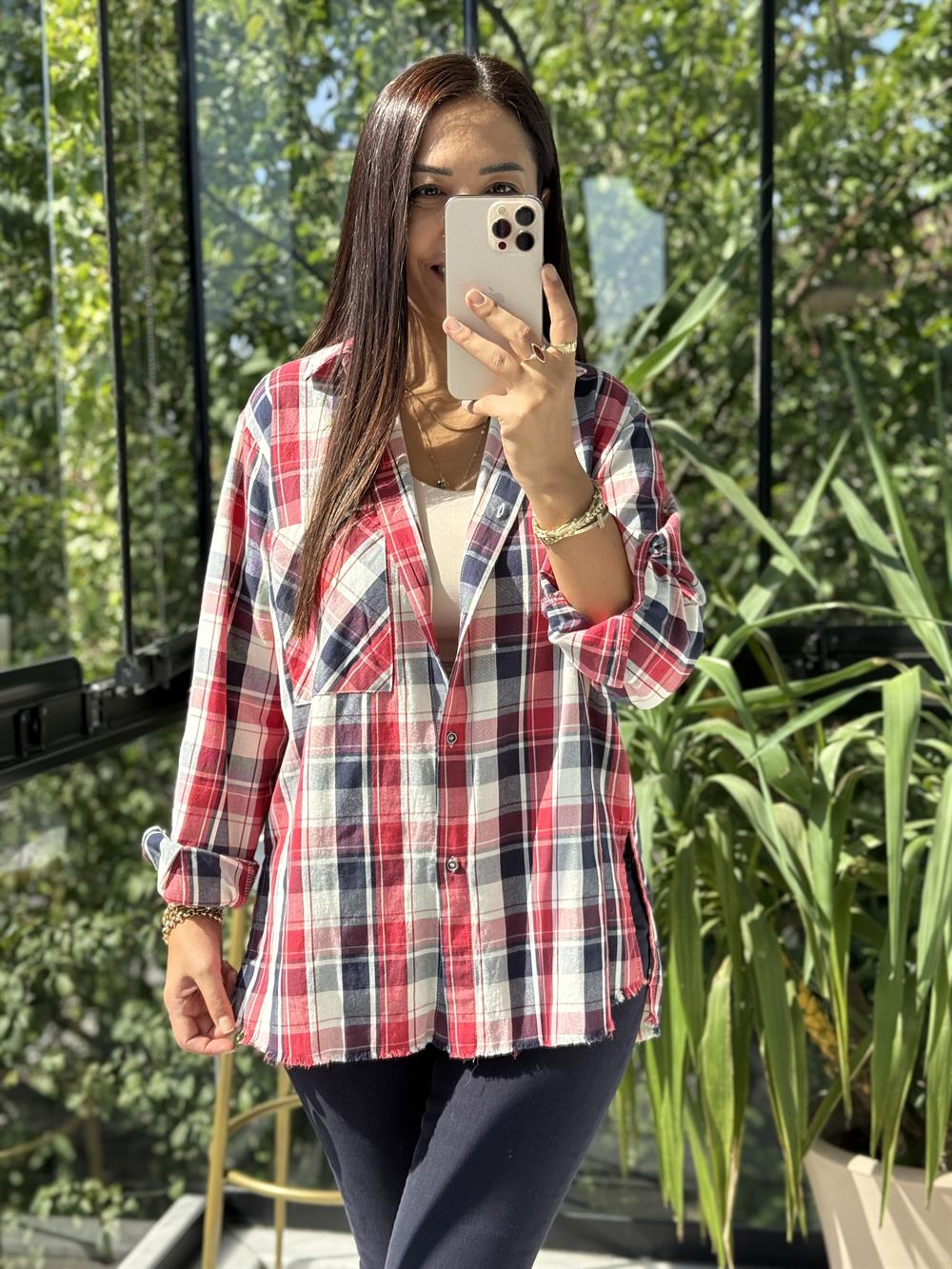 Ekoseli Oduncu Gömleği Kırmızı