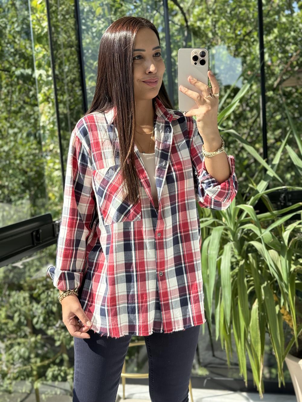 Ekoseli Oduncu Gömleği Kırmızı