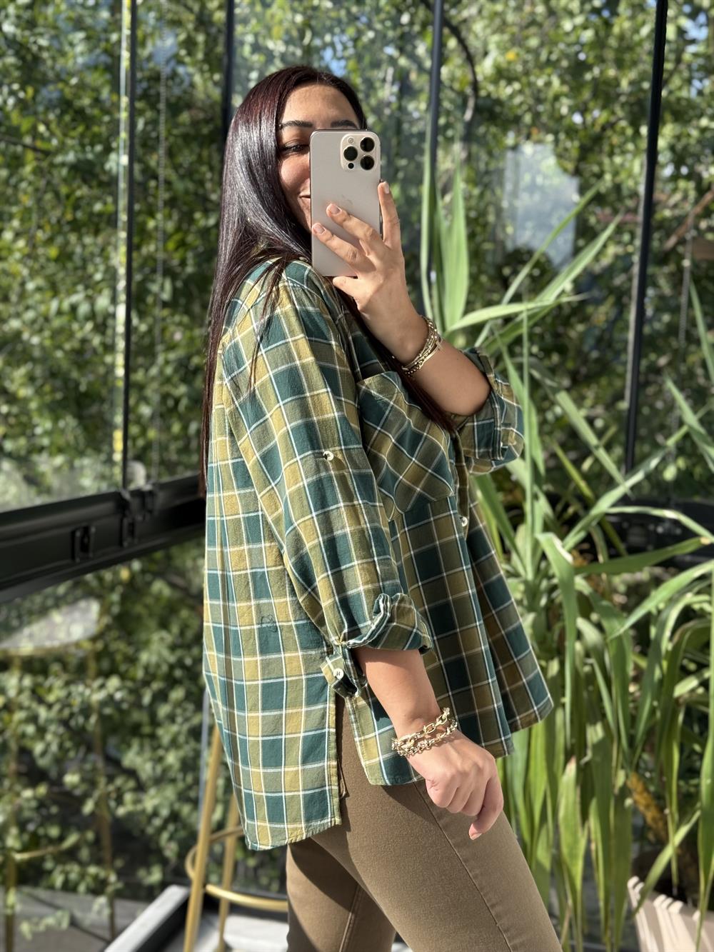 Ekoseli Oduncu Gömleği Yeşil