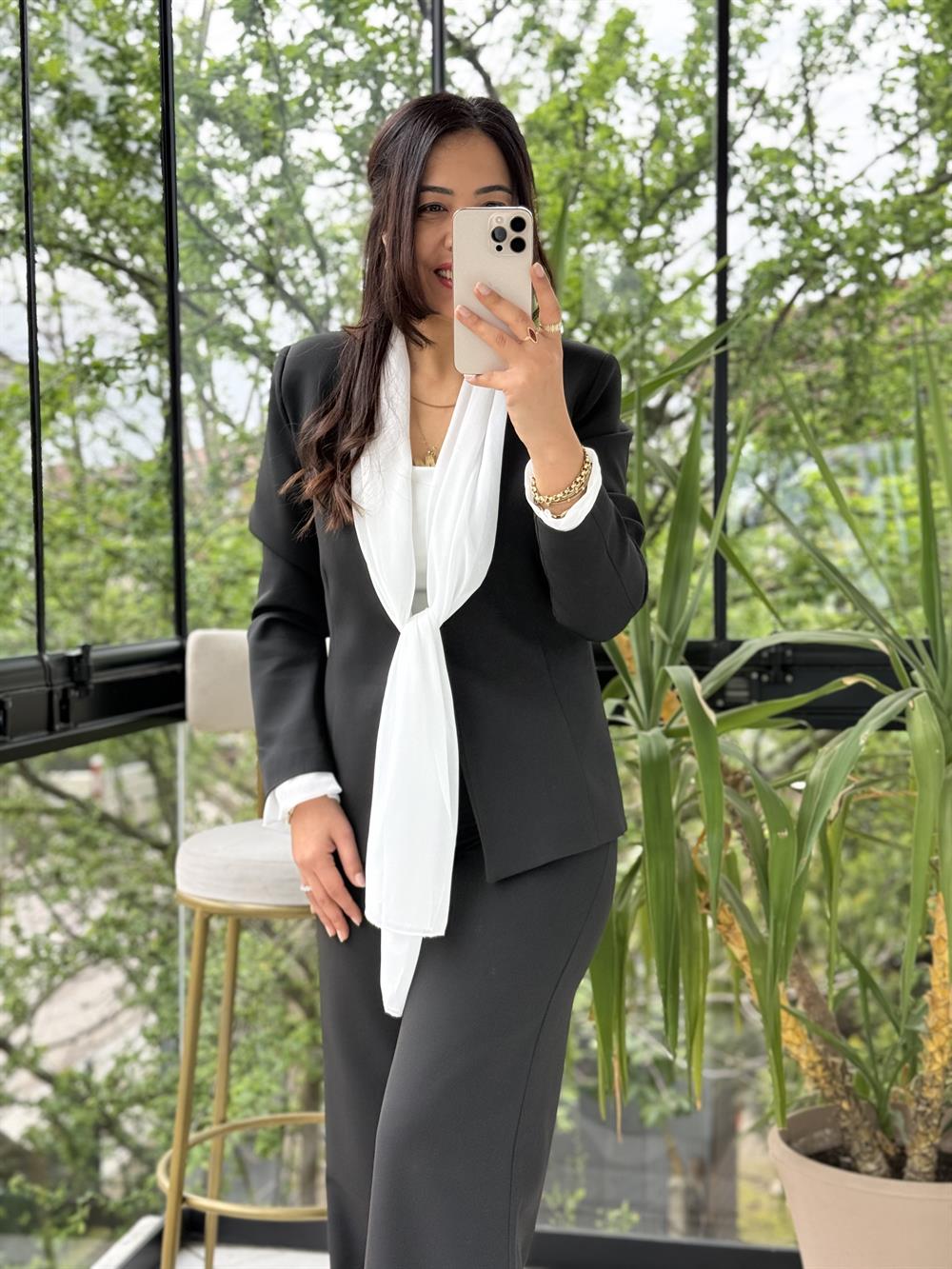 Kendinden Şallı Ceket Takım Siyah