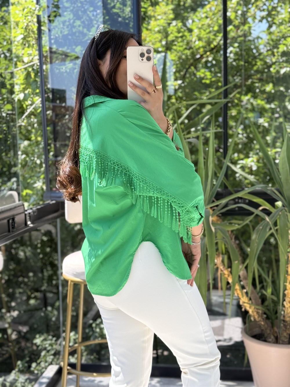 Püsküllü Natural Gömlek Benetton