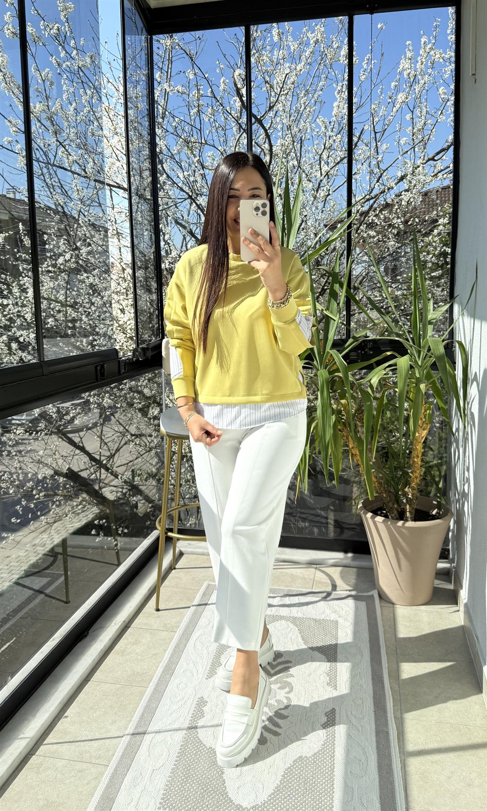 Poplin Mix Sweatshirt Lime