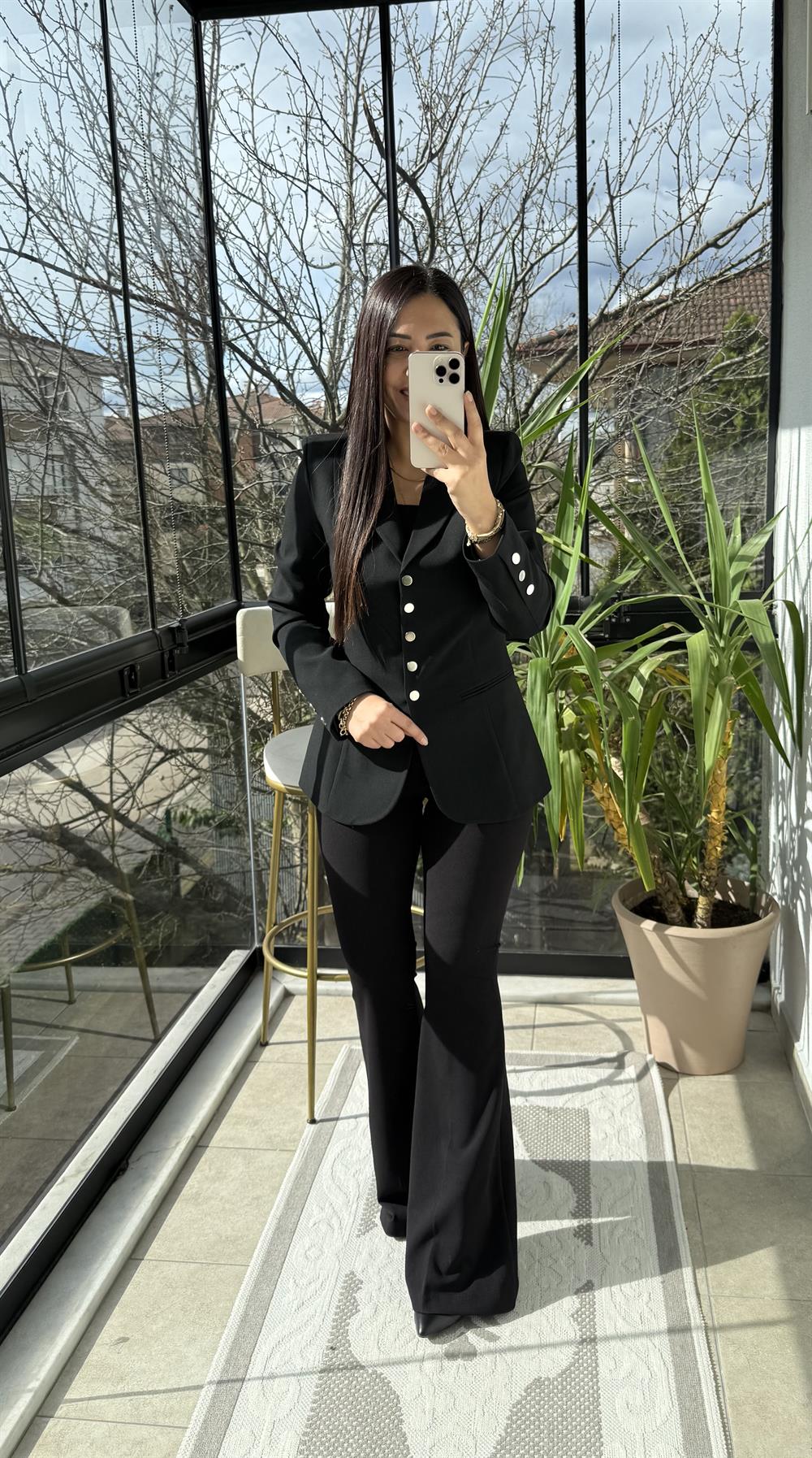 Beş Düğme Slimfit Blazer Ceket Siyah