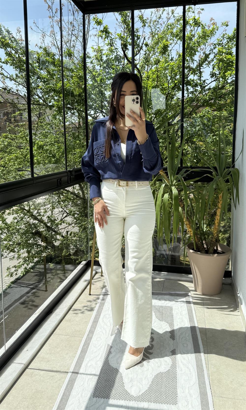 Cebi Nakışlı Gömlek Lacivert