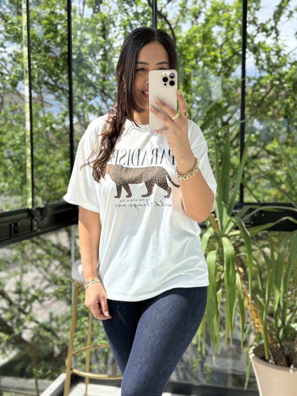 Paradise Panter Tişört Ekru