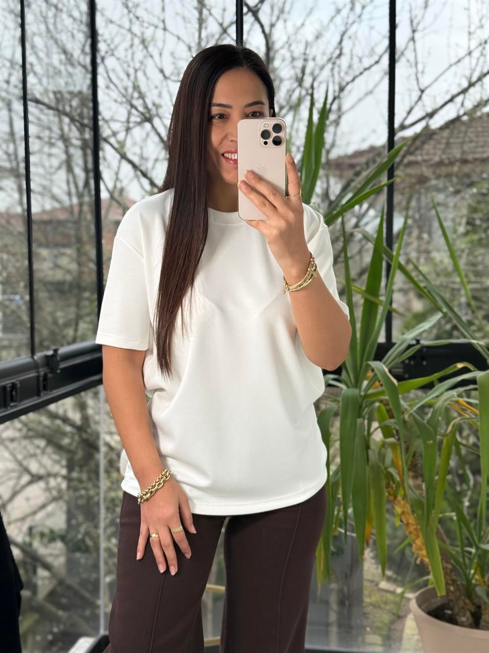 Oysh Modal Basic Tişört Beyaz