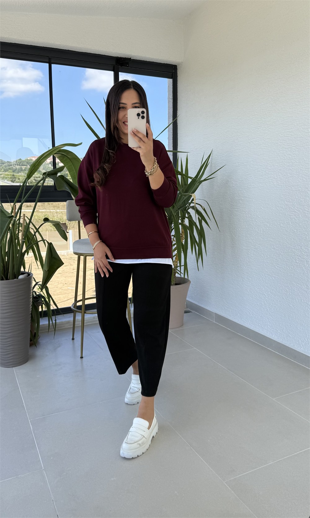 Oysh Basic Sweatshirt Bordo