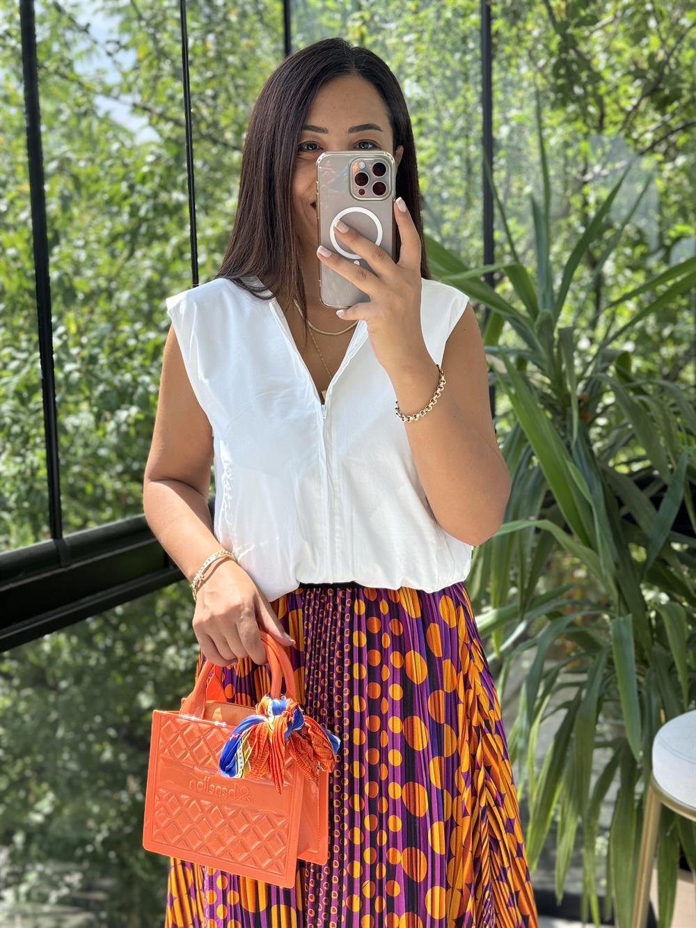 Fermuarlı Balon Bluz Ekru