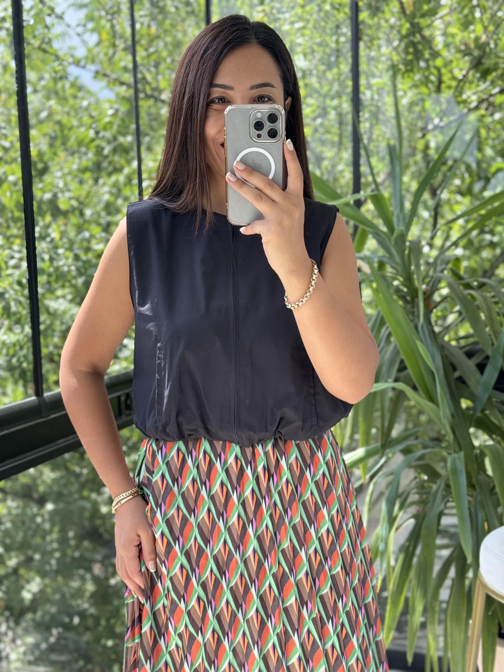 Fermuarlı Balon Bluz Siyah