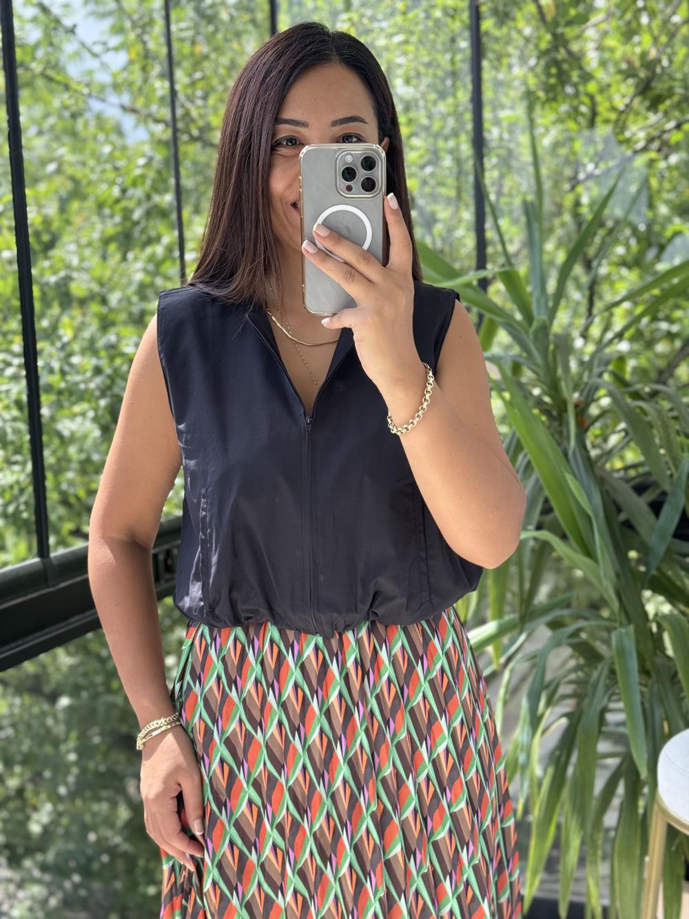 Fermuarlı Balon Bluz Siyah