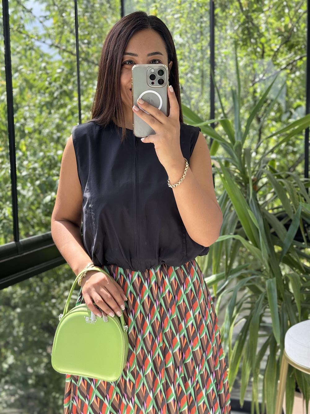 Fermuarlı Balon Bluz Siyah