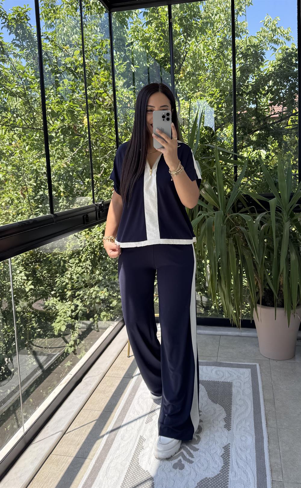 Fermuarlı İnce Modal Takım Lacivert